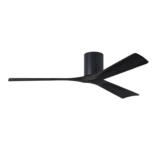 Irene-3H Matte Black 60-Inch Outdoor Flush Mount Ceiling Fan with Matte Black Blades, image 1
