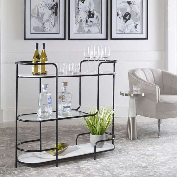 White and Black Trolley Bar Console, image 3