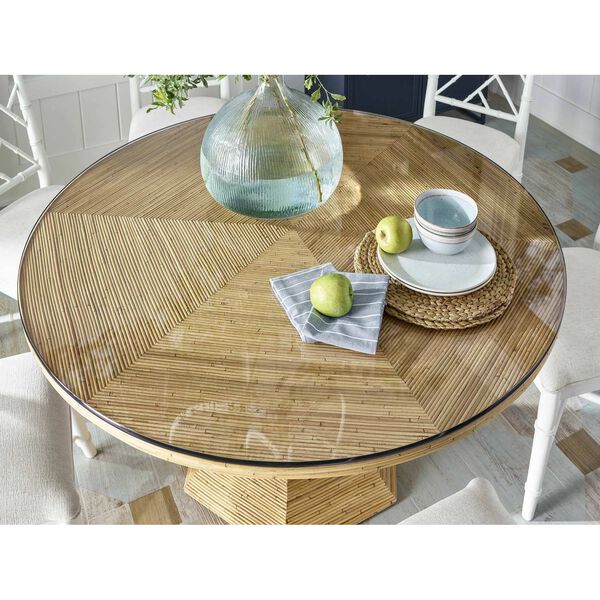 Getaway Natural Rattan Nantucket Round Dining Table with Glass Top, image 4