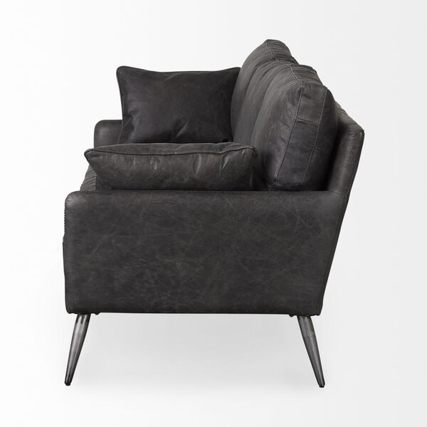 Cochrane Black Leather Three Seater Sofa, image 3