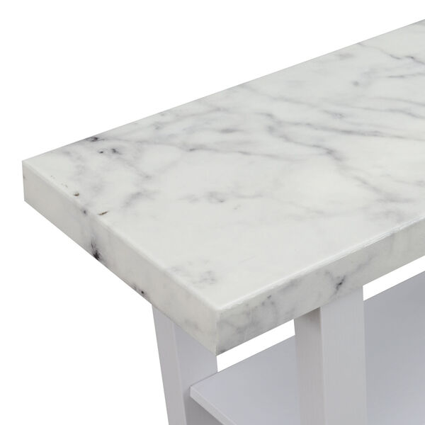 Newport Faux White Marble and White V-Shaped Console Table, image 5