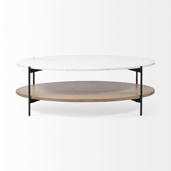 Larkin I Black and White Oval Marble Top Coffee Table, image 2
