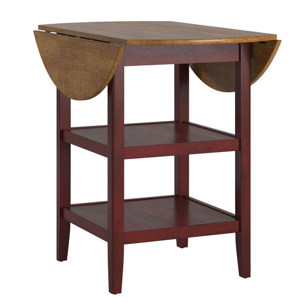 Caroline Red Two-Tone Side Drop Leaf Round Counter Height Table, image 2