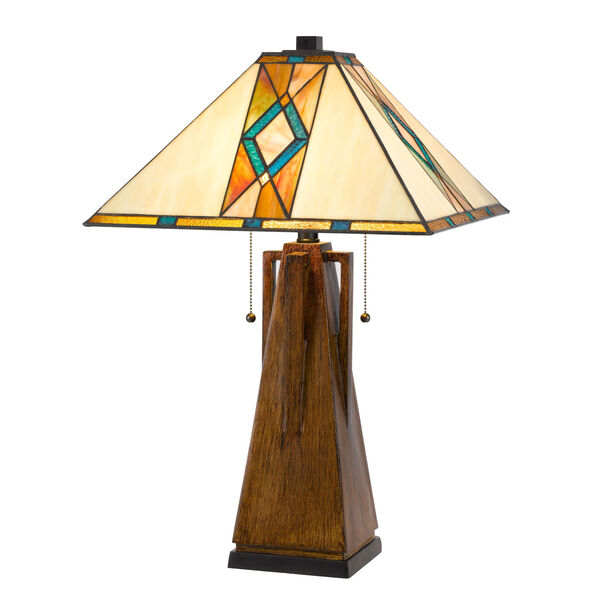 Tiffany Brown Two-Light LED Table Lamp, image 1