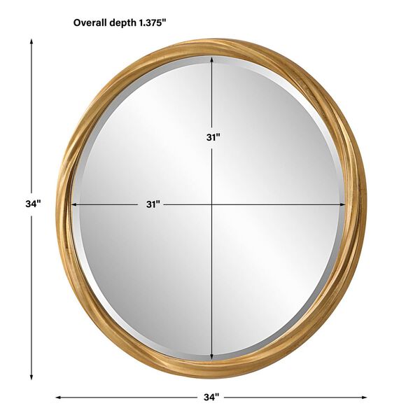 Linden Gold Leaf Round Wall Mirror, image 3