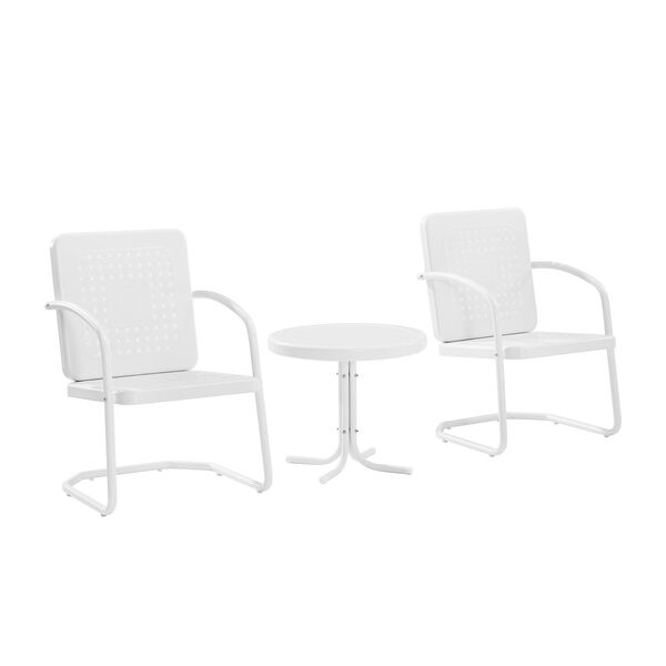 Bates White Gloss and White Satin Outdoor Chair Set, Three-Piece, image 2