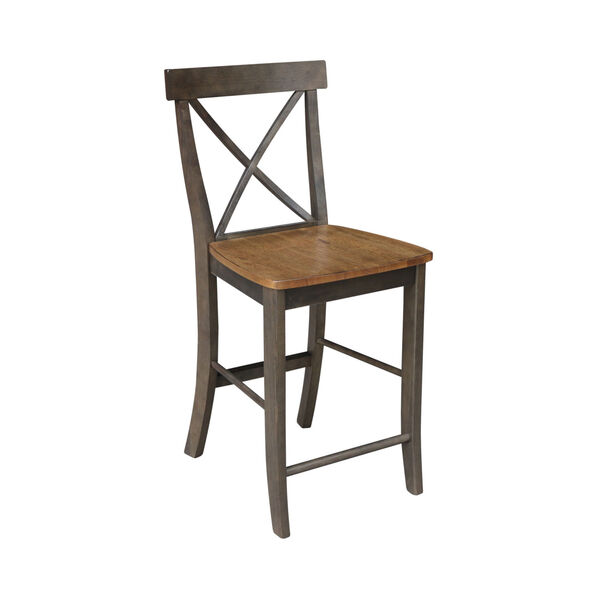 Hickory and Washed Coal X-Back Counterheight Stool, image 6
