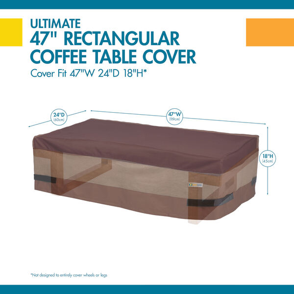 Ultimate Mocha Cappuccino 47-Inch Rectangular Patio Coffee Table Cover, image 2
