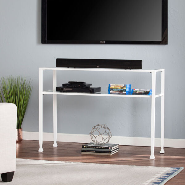 White Jaymes Metal and Glass Console Table, image 3