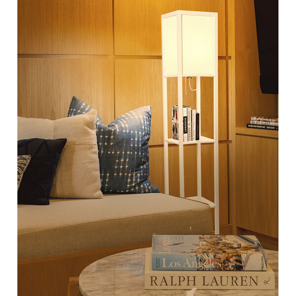 Maxwell White LED Floor Lamp with Shelf, image 3