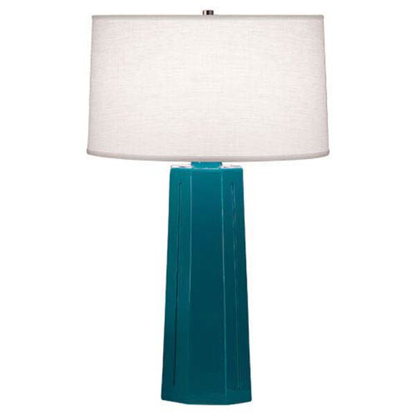 Lauren Blue and Polished Nickel One-Light Table Lamp, image 1