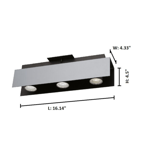 Viserba Aluminum and Black Four-Inch Three-Light LED Track Light, image 2