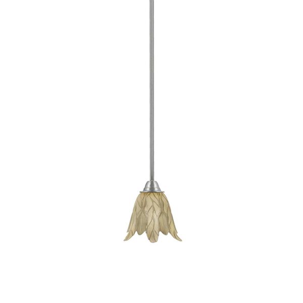 Paramount Brushed Nickel One-Light Mini Pendant with Seven-Inch Vanilla Leaf Glass, image 1