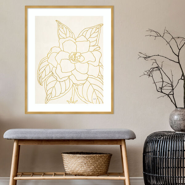 Moira Hershey Gold  Gardenia Line Drawing 27 x 33 Inch Wall Art, image 4