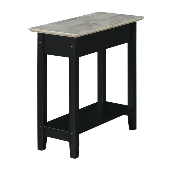 American Heritage Faux Birch and Black Flip Top End Table with Charging Station, image 1