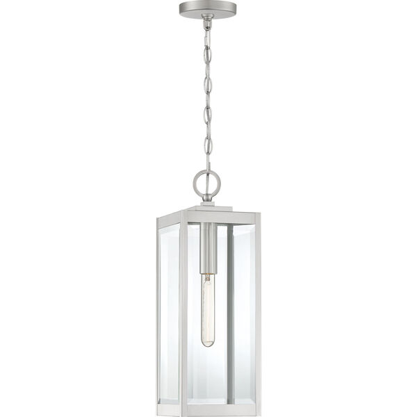 Westover Stainless Steel 7-Inch One-Light Outdoor Hanging Lantern with Clear Beveled Glass, image 1