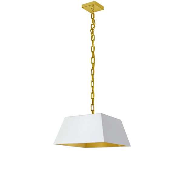 Milano Aged Brass and White 14-Inch One-Light Small Pendant, image 1