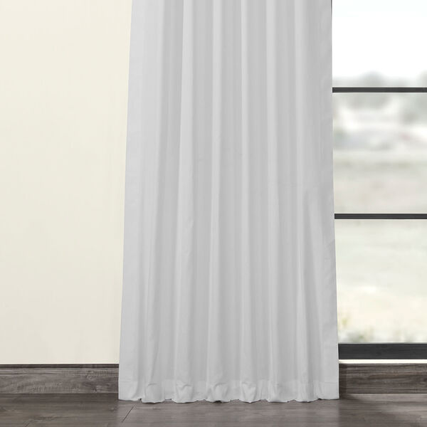 White Solid Cotton Tie-Top Curtain Single Panel, image 3