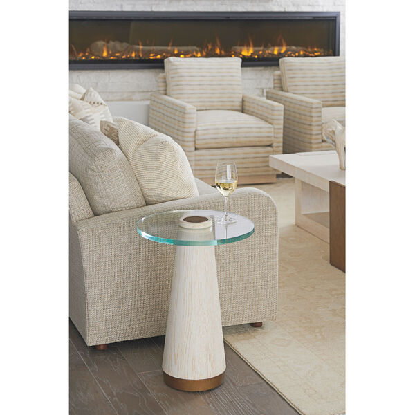Carmel White Castlewood Glass Top Accent Table, image 2