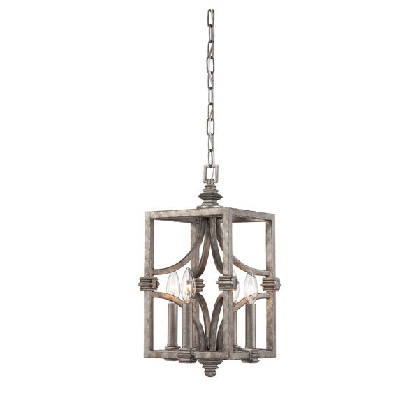 Structure Aged Steel Four-Light Foyer Pendant, image 1