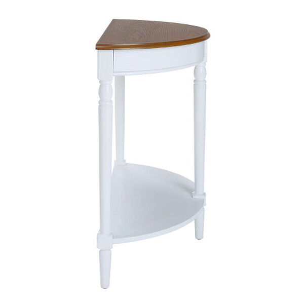 French Country Dark Walnut and White Half Round Entryway Table with Shelf, image 5