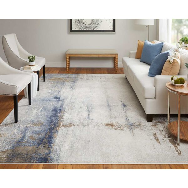 Clio Ivory Blue Brown Area Rug, image 2