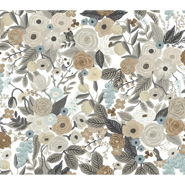 Garden Party Off White and Brown Peel and Stick Wallpaper, image 2