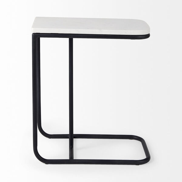 Kiran White and Black C-Shaped Side Table, image 2