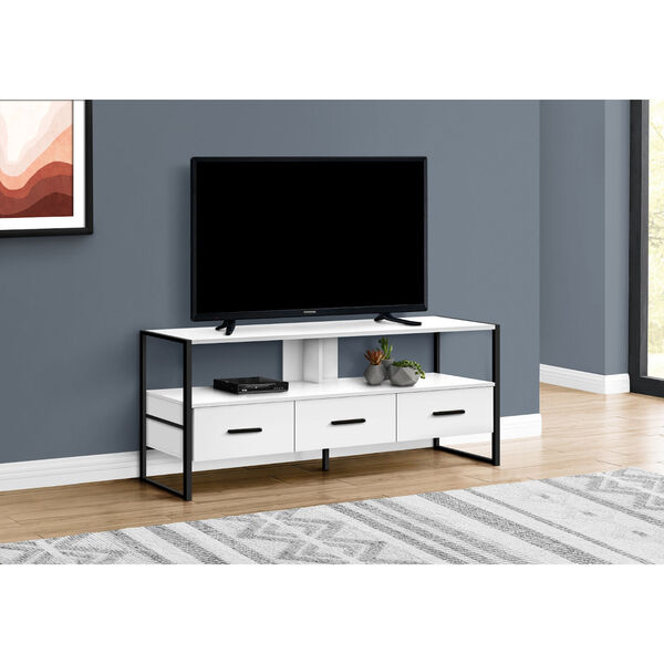 White and Black TV Stand with Three Drawers, image 2