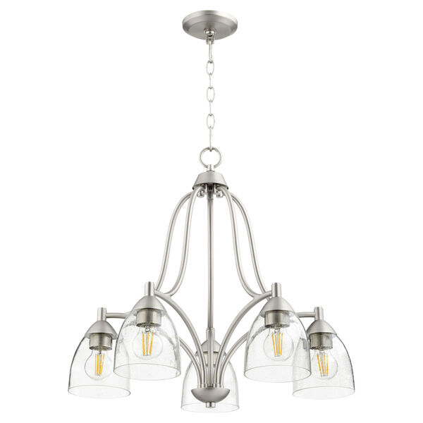 Barkley Satin Nickel with Clear 24-Inch Five-Light Nook Pendant, image 1