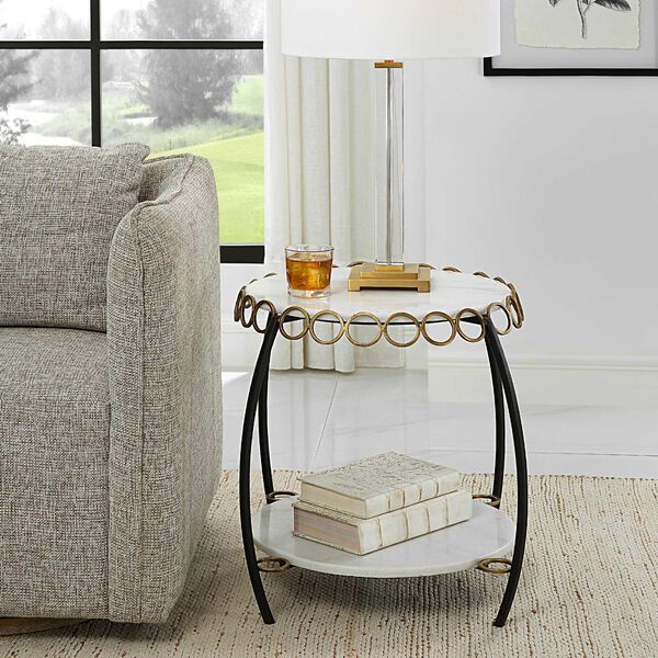 Chainlink Matte Black White Side Table, image 4