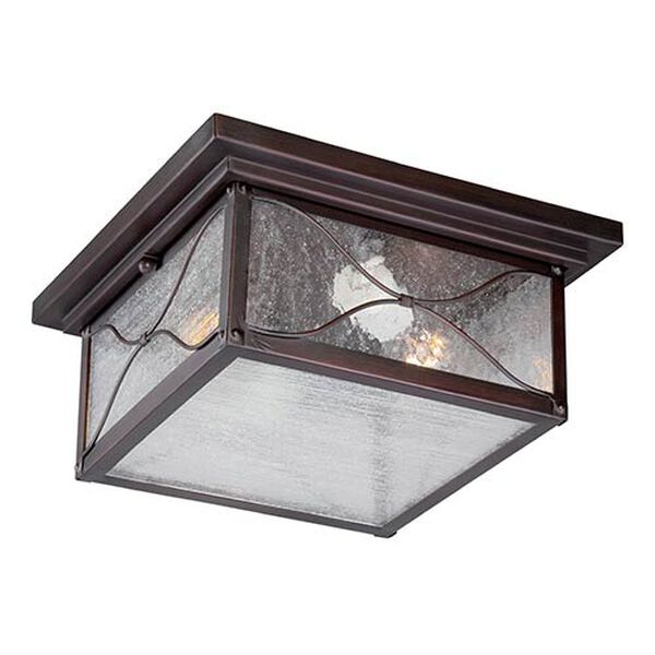 Vega Classic Bronze Two-Light Outdoor Flush Mount with Clear Seeded Glass, image 1