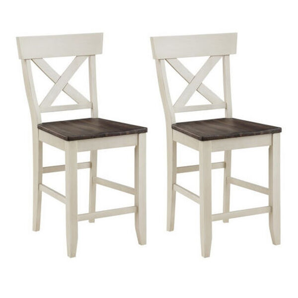 Bar Harbor II Cream 41-Inch Crossback Counter Height Dining Chair, Set of 2, image 1