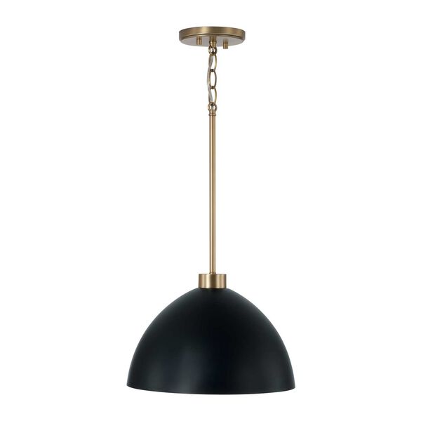 Ross Aged Brass and Black One-Light Pendant, image 4
