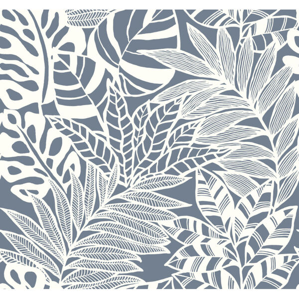 Silhouettes Blue Jungle Leaves Wallpaper, image 2
