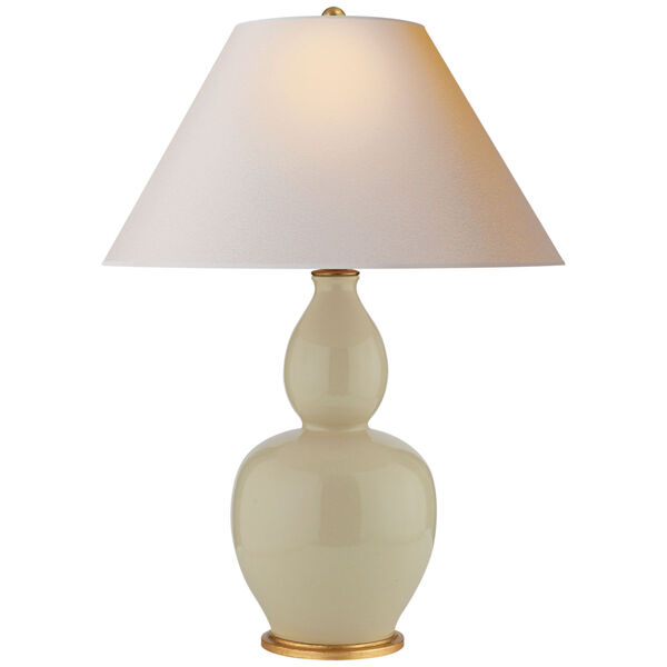 Yue Double Gourd Table Lamp in Coconut with Natural Paper Shade by Chapman and Myers, image 1