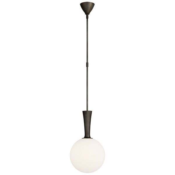 Sesia Small Globe Pendant in Bronze with White Glass by AERIN, image 1