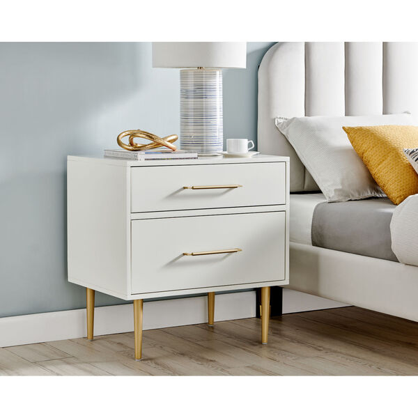 Brynne White Gold Two-Drawer Nightstand, image 1