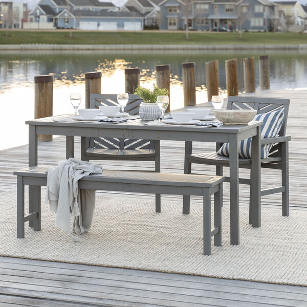 Gray Wash 32-Inch Four-Piece Chevron Outdoor Dining Set, image 1