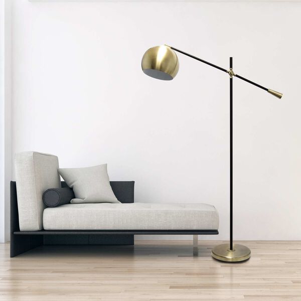 Studio Loft Antique Brass Matte Black One-Light Floor Lamp, image 3