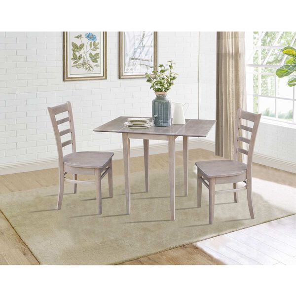 Washed Gray Taupe Small Dual Drop Leaf Table with Chairs, 3-Piece, image 2