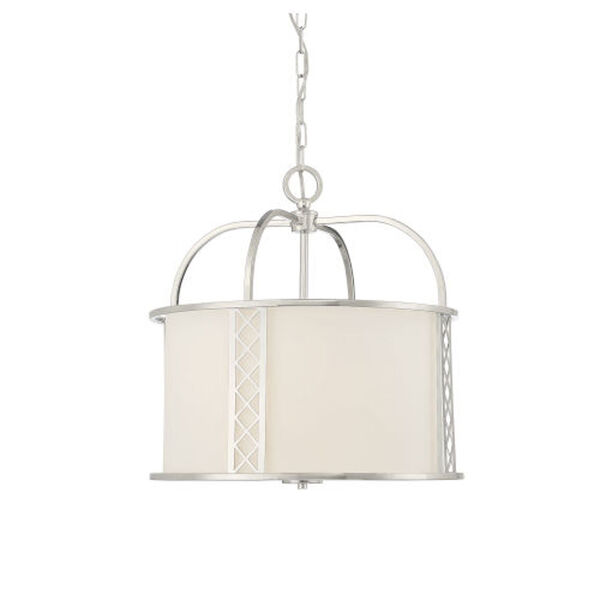 Claire Polished Nickel and White Three-Light Pendant, image 1