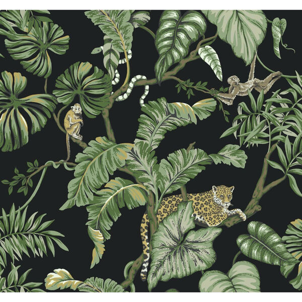 Ronald Redding Black Jungle Cat Non Pasted Wallpaper - SWATCH SAMPLE ONLY, image 2