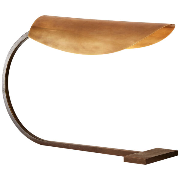 Lola Small Desk Lamp in Aged Iron with Hand-Rubbed Antique Brass Shade by Ian K. Fowler, image 1