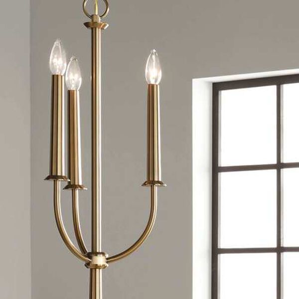 Florence Brushed Natural Brass Three-Light Mini Chandelier, image 3