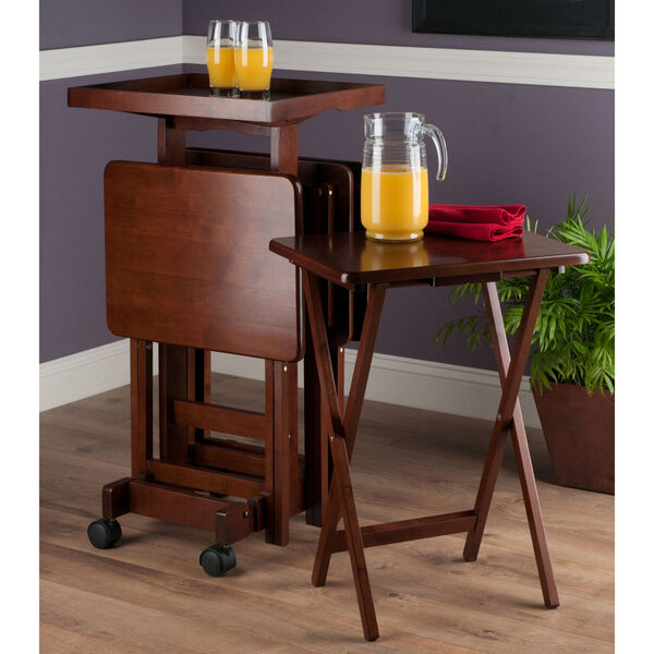 Isabelle Walnut Six Piece Snack Table Set, image 3