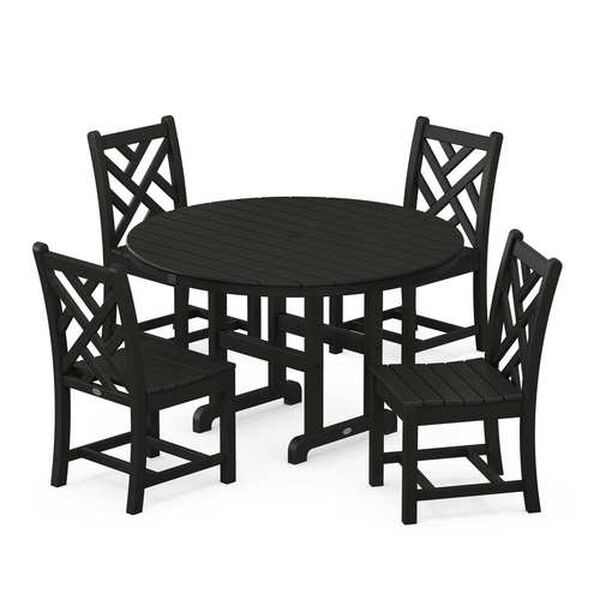 Chippendale Black Round Side Chair Dining Set, 5-Piece, image 1