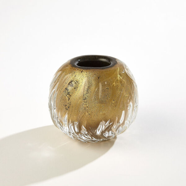Gold and Clear Round Swirl Vase, image 2