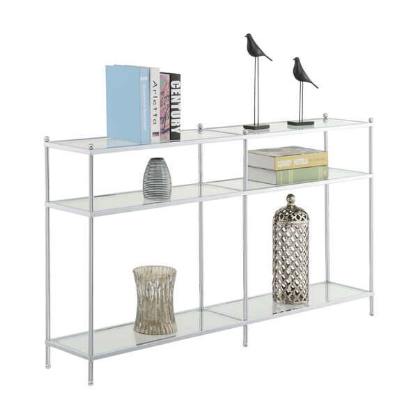 Royal Crest Clear Glass and Chrome Console Table, image 3