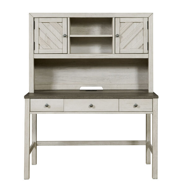 Riverwood Gray Desk and Two Door Hutch with USB Port, image 1
